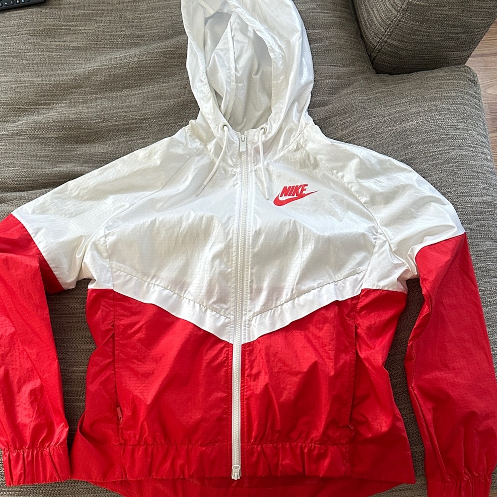 Nike Red and White windbreaker/Raincoat